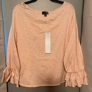 119 Lumiere Light Pink Ruffle Sleeve Blouse